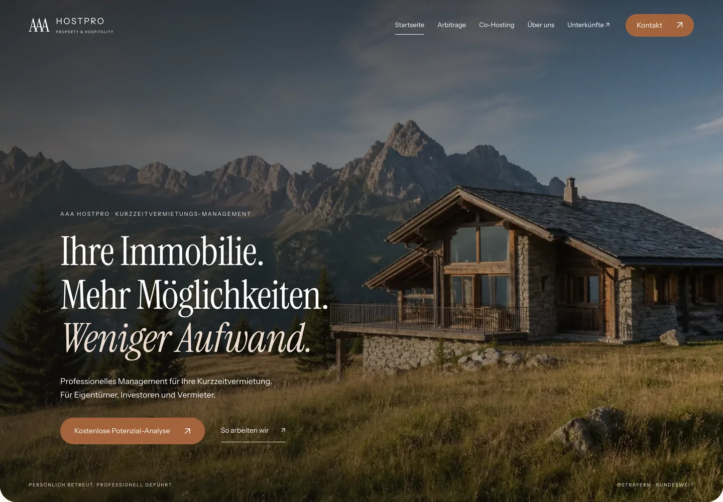 AAA HostPro – Desktop-Ansicht
