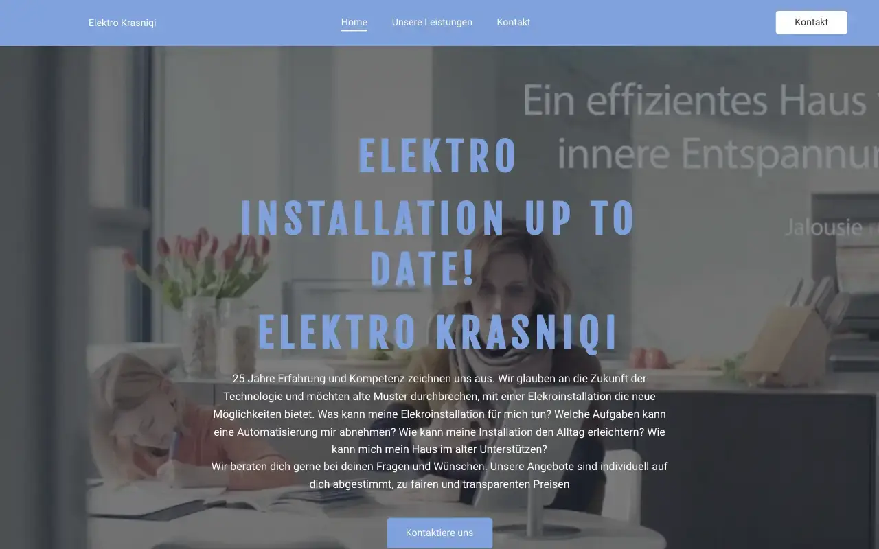 Elektrotechnik Krasniqi – old website before the relaunch (as of July 2024)