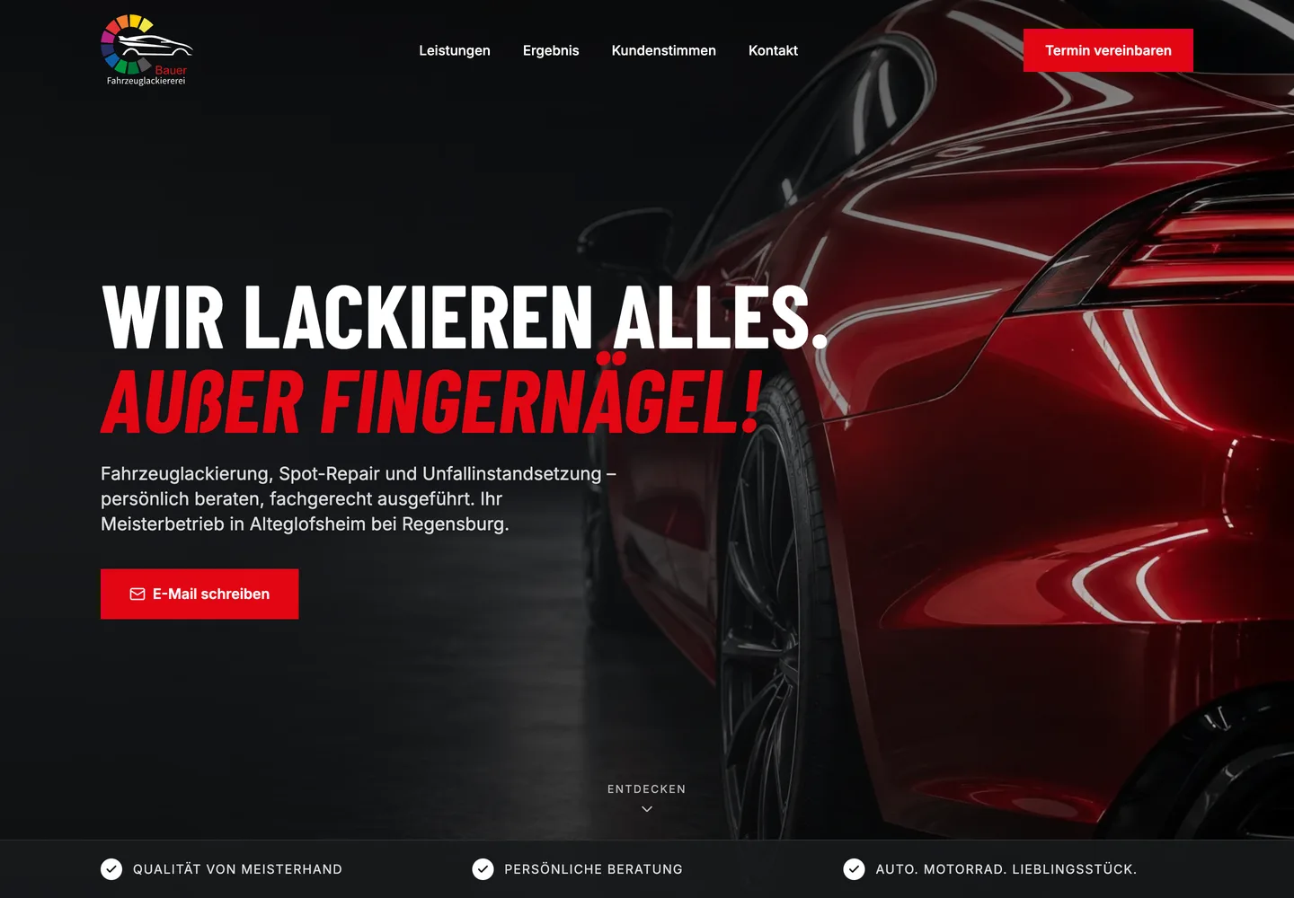 Fahrzeuglackiererei Bauer – Desktop-Ansicht