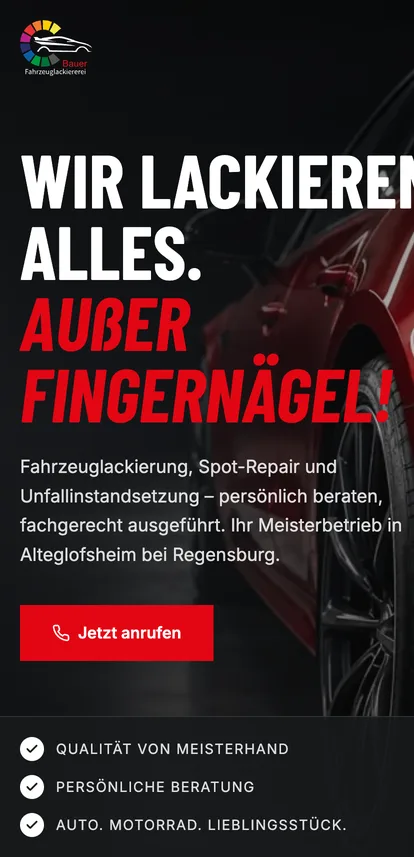 Fahrzeuglackiererei Bauer – Mobile Ansicht